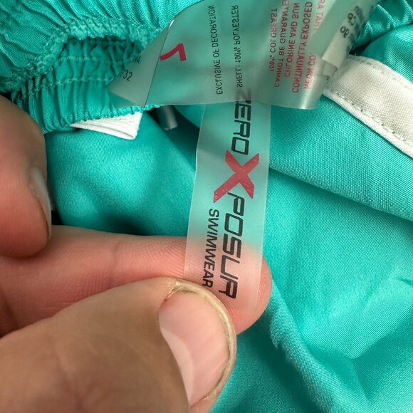 ZeroXposur Girls Swimwear Board Shorts Elastic Waist Teal White Trim Size 7 - Picture 3 of 4